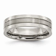 Titanium Grooved 6mm Brushed and Polished Wedding Band