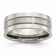 Titanium Grooved 8mm Brushed and Polished Wedding Band