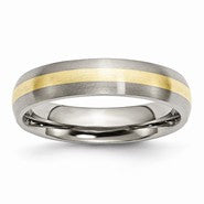 Titanium with 14k Yellow Inlay 5mm Brushed Wedding Band