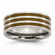 Titanium Brown Enamel Flat 8mm Polished Wedding Band