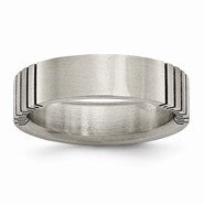 Titanium Flat Grooved 6mm Brushed Wedding Band