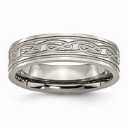 Titanium Flat Celtic Knot 6mm Brushed and Polished Wedding Band