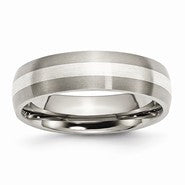 Titanium with Sterling Silver Inlay 6mm Brushed Wedding Band