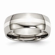 Titanium with Sterling Silver Inlay 8mm Polished Wedding Band