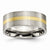 Titanium Flat with 14k Yellow Inlay 8mm Brushed Wedding Band