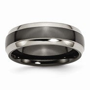 Black Titanium Two-tone 7mm Polished Wedding Band