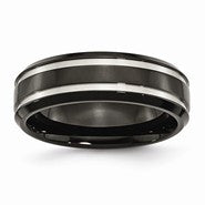 Titanium Black IP-plated Grooved 7mm Wedding Band