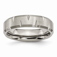 Titanium Beveled Edge Notched 6mm Brushed Wedding Band