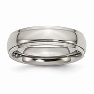 Titanium Ridged Edge 6mm Polished Wedding Band