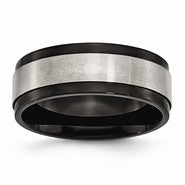 Titanium Beveled Edge 8mm Black IP-plated Satin and Polished Wedding Band
