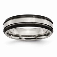 Titanium Beveled Edge 6mm Black IP-plated Polished & Satin Wedding Band
