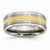 Titanium 8mm Yellow IP-plated Polished & Satin Ridged Edge Wedding Band