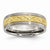 Titanium 7mm Yellow IP-plated X Design Grooved Satin Wedding Band