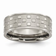 Titanium 8mm Satin and Polished Checkered Wedding Band