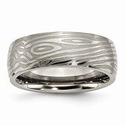 Titanium 8mm Woodgrain Brushed and Polished Wedding Band