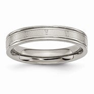 Titanium 4mm Brushed and Polished Roman Numerals Wedding Band