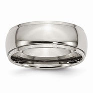 Titanium Ridged Edge 8mm Polished Wedding Band