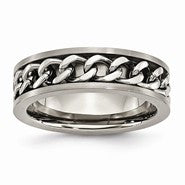Titanium 7mm Chain Inlay Brushed Wedding Band
