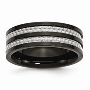 Titanium 8mm Black IP-plated with Carbon Fiber Inlay Polished Wedding Band