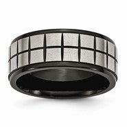 Titanium 9mm Black IP-plated Polished & Brushed Wedding Band