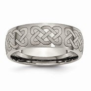 Titanium 8mm Laser Design Brushed Wedding Band