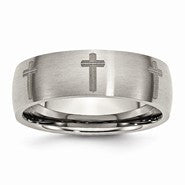 Titanium 8mm Laser Design Brushed Wedding Band