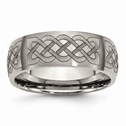 Titanium 8mm Laser Design Brushed Wedding Band