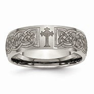 Titanium 8mm Laser Design Brushed Wedding Band