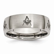 Titanium 8mm Laser Design Brushed Wedding Band