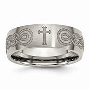 Titanium 8mm Laser Design Brushed Wedding Band