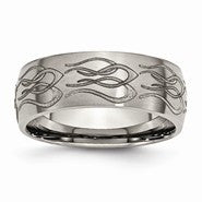 Titanium 8mm Laser Design Brushed Wedding Band