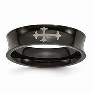 Titanium Cross Black IP-plated 6mm Concave Wedding Band