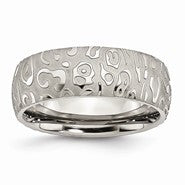 Titanium 8mm Brushed and Polished Textured Wedding Band