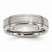 Titanium Grooved Edge 6mm Brushed and Polished Wedding Band