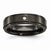 Black Titanium w/Diamond 6mm Ridged Edge Polished Wedding Band