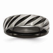 Titanium 6mm Black IP-plated Swirl Polished & Brushed Wedding Band