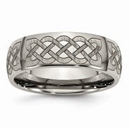 Titanium 8mm Laser Design Polished Wedding Band