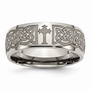 Titanium 8mm Laser Design Polished Wedding Band