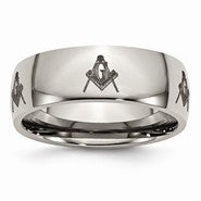 Titanium 8mm Laser Design Polished Wedding Band