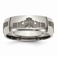Titanium 8mm Laser Design Polished Wedding Band