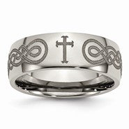Titanium 8mm Laser Design Polished Wedding Band