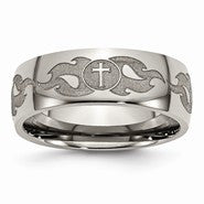 Titanium 8mm Laser Design Polished Wedding Band