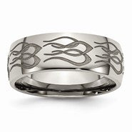 Titanium 8mm Laser Design Polished Wedding Band