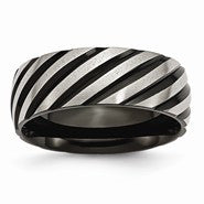 Titanium 8mm Black IP-plated Swirl Polished & Brushed Wedding Band