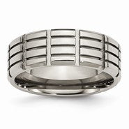 Titanium 8mm Grooved Polished Wedding Band