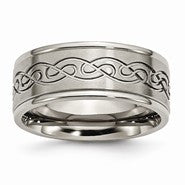 Titanium 9mm Scroll Design Brushed and Polished Wedding Band