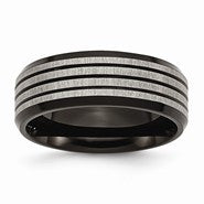Titanium 8mm Black IP-plated & Striped Polished Wedding Band