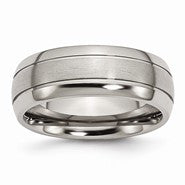 Titanium Grooved 8mm Brushed and Polished Wedding Band