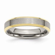 Titanium 5mm Yellow IP-plated Beveled Edge Polished & Brushed Wedding Band