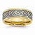 Titanium 8mm Scroll Design Yellow IP-plated Grooved Edge Polished & Brushed B, Size 13, Ring